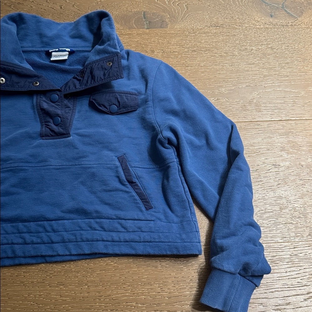 Outdoor Voices Doing Things Snap Button Hoodie Cropped Blue Size S - Picture 5 of 6